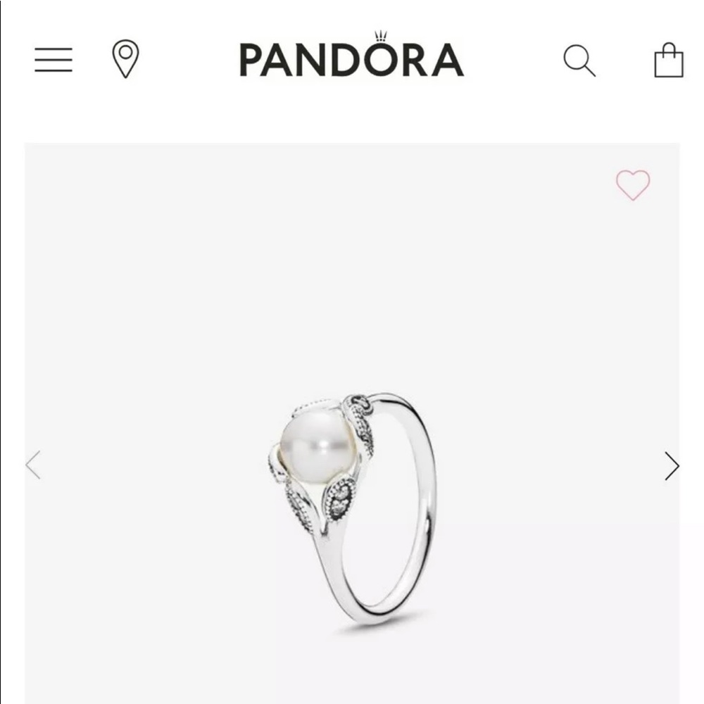 Authentic Pandora Luminous Leaves Ring Pearl